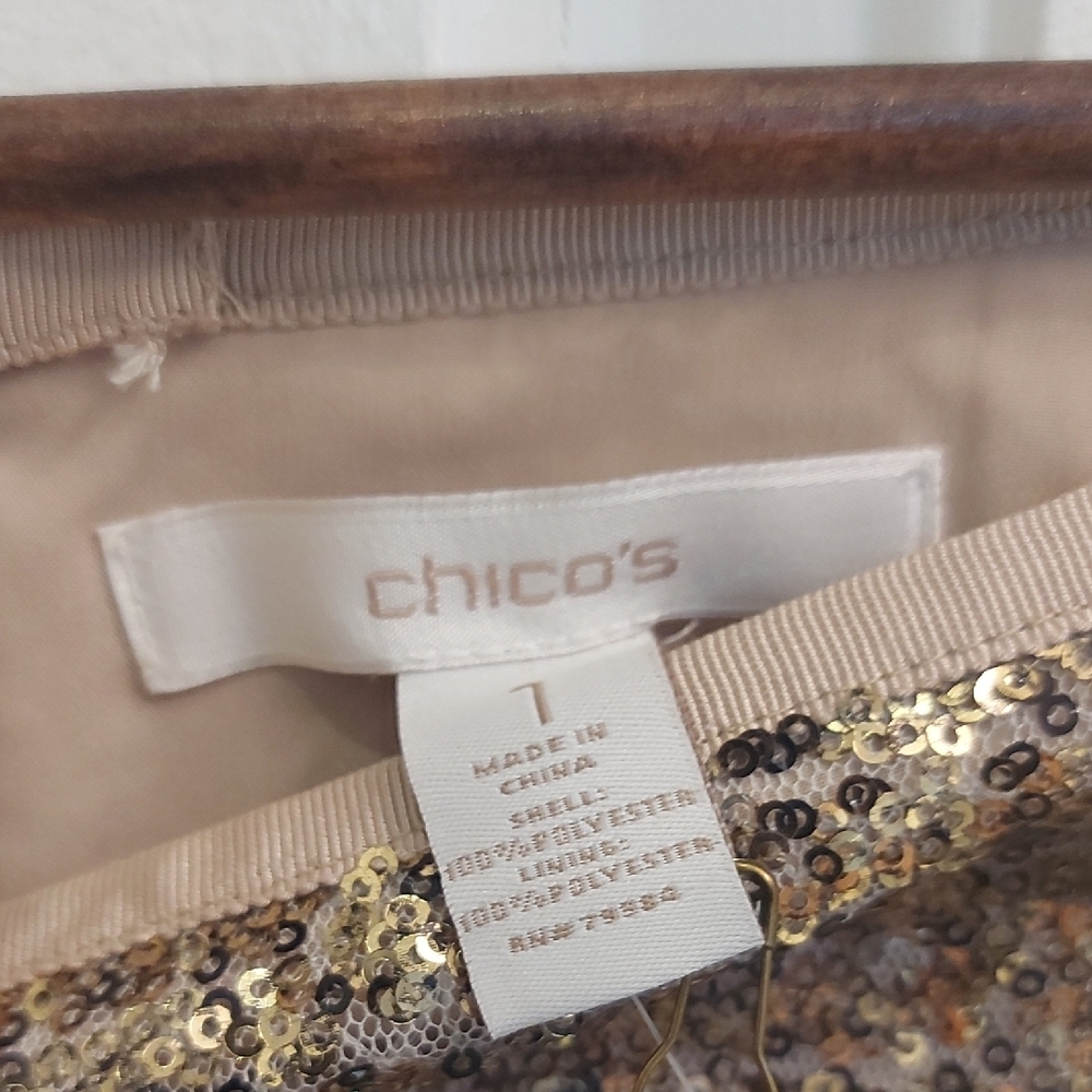 Chico's Glittering Gold Sequin Pencil Skirt - Picture 8 of 8